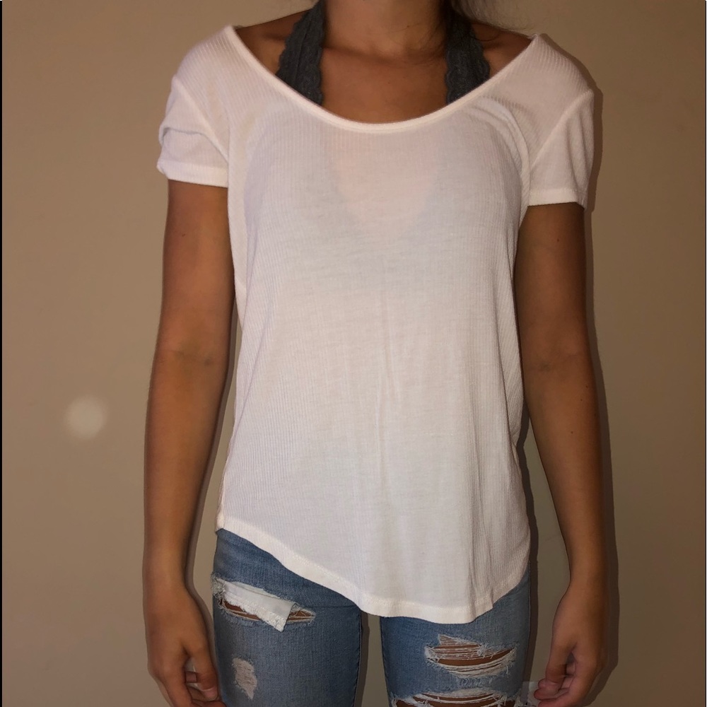 Plain white scoop neck tee